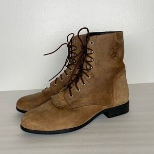 Ariat Heritage Lacer Li Western Roper Women Boots Sz 11 M Distressed Leather Tan